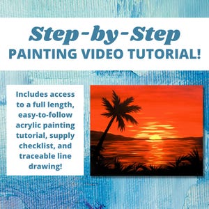 Sunset Painting Video Tutorial - Step-by-Step Painting - DYI Paint Party - Sip and Paint - Learn to Paint - Instant Download