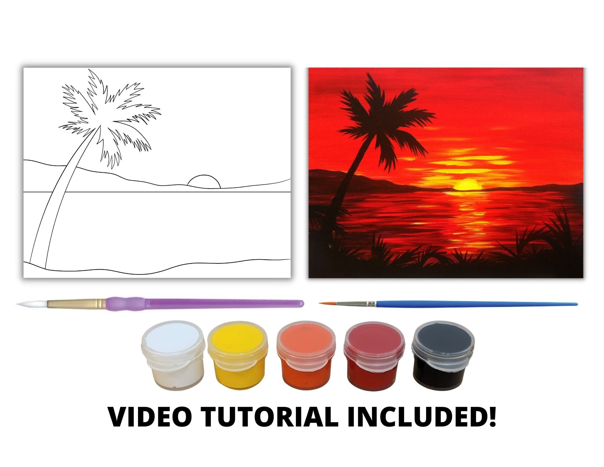 Sunset Canvas and Sign Painting Kit Canvas Painting Kit Etsy