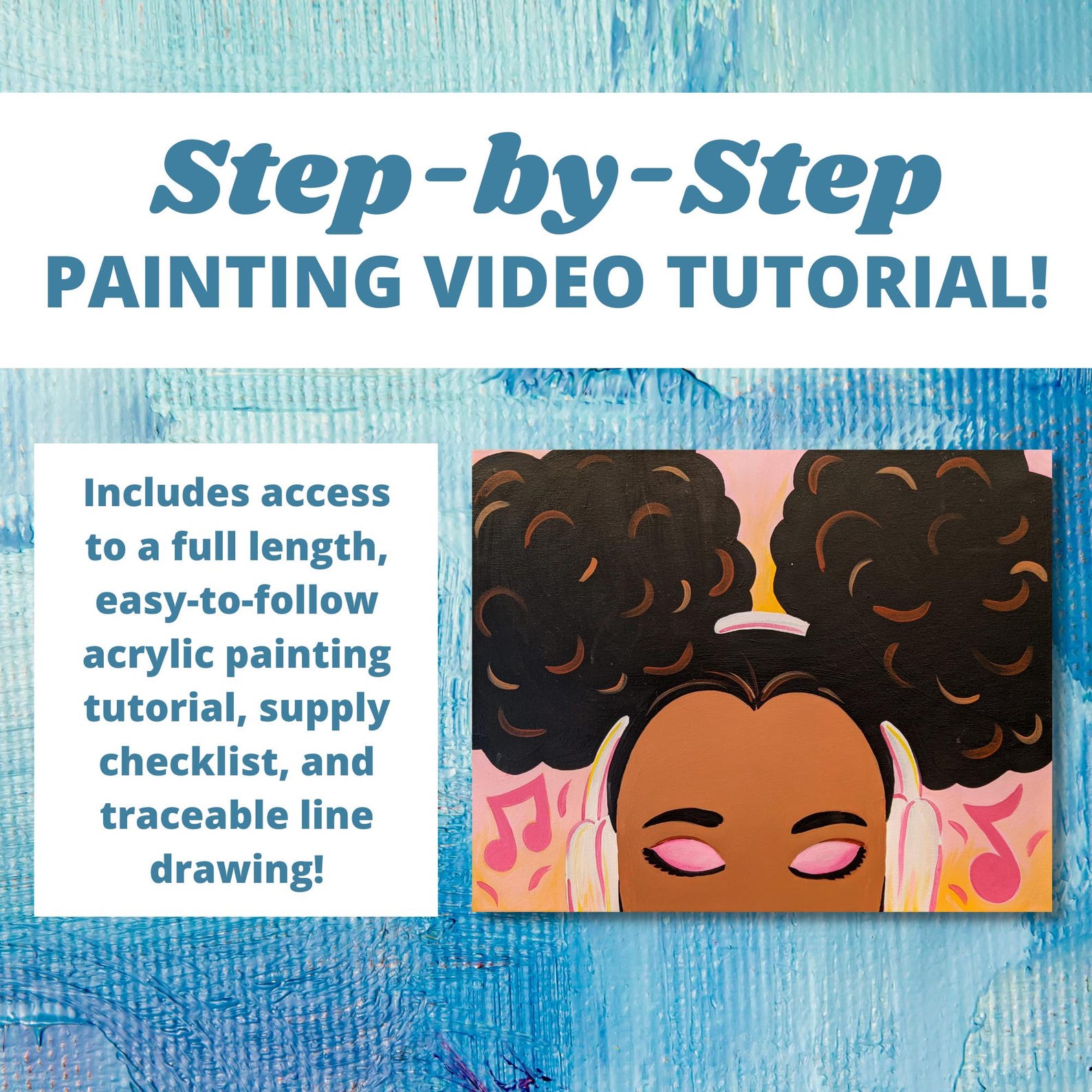 Afro Puffs Painting Video Tutorial - Step-by-step Painting - DYI Paint ...