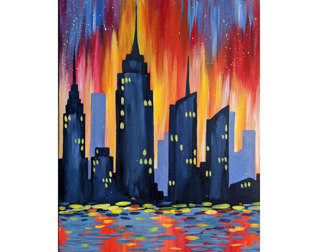 Cityscape Canvas and Sign Painting Kit Canvas Painting Kit Etsy