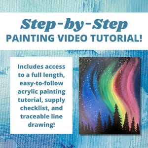 Northern Lights Painting Video Tutorial - Step-by-Step Painting - DYI Paint Party - Sip and Paint - Learn to Paint - Instant Download