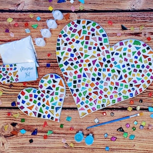 Rainbow Heart Mosaic Kit, Craft Kit, DIY Kit for Adults, Craft Kit for Kids, Kid-Friendly Craft, DIY Project, DIY Mosaic Kit, Mosaic Art