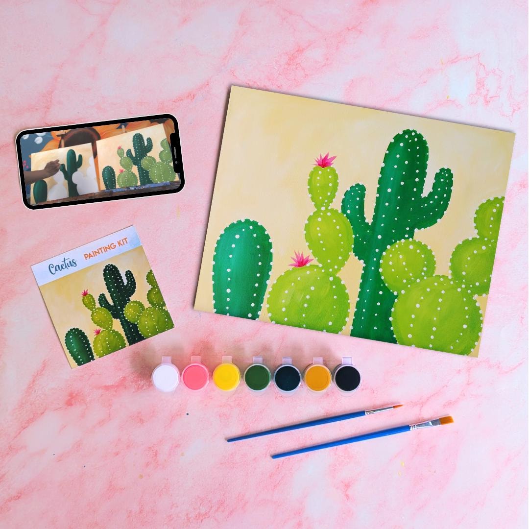 Step-By-Step Painting Tutorial | How To Paint An Adorable Cactus - Texas Art And Soul - Create A Paint Party Business Online