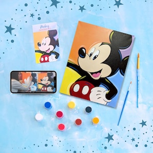 Mickey Canvas Painting Kit + Video Tutorial, Painting Party Kit, DIY Paint Kit
