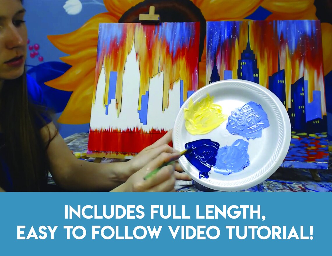 Cityscape Canvas and Sign Painting Kit Canvas Painting Kit Etsy