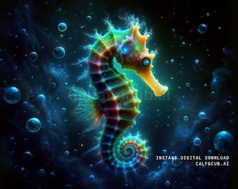 Seahorse Art Print | Ocean Marine Life Poster (Digital Download)