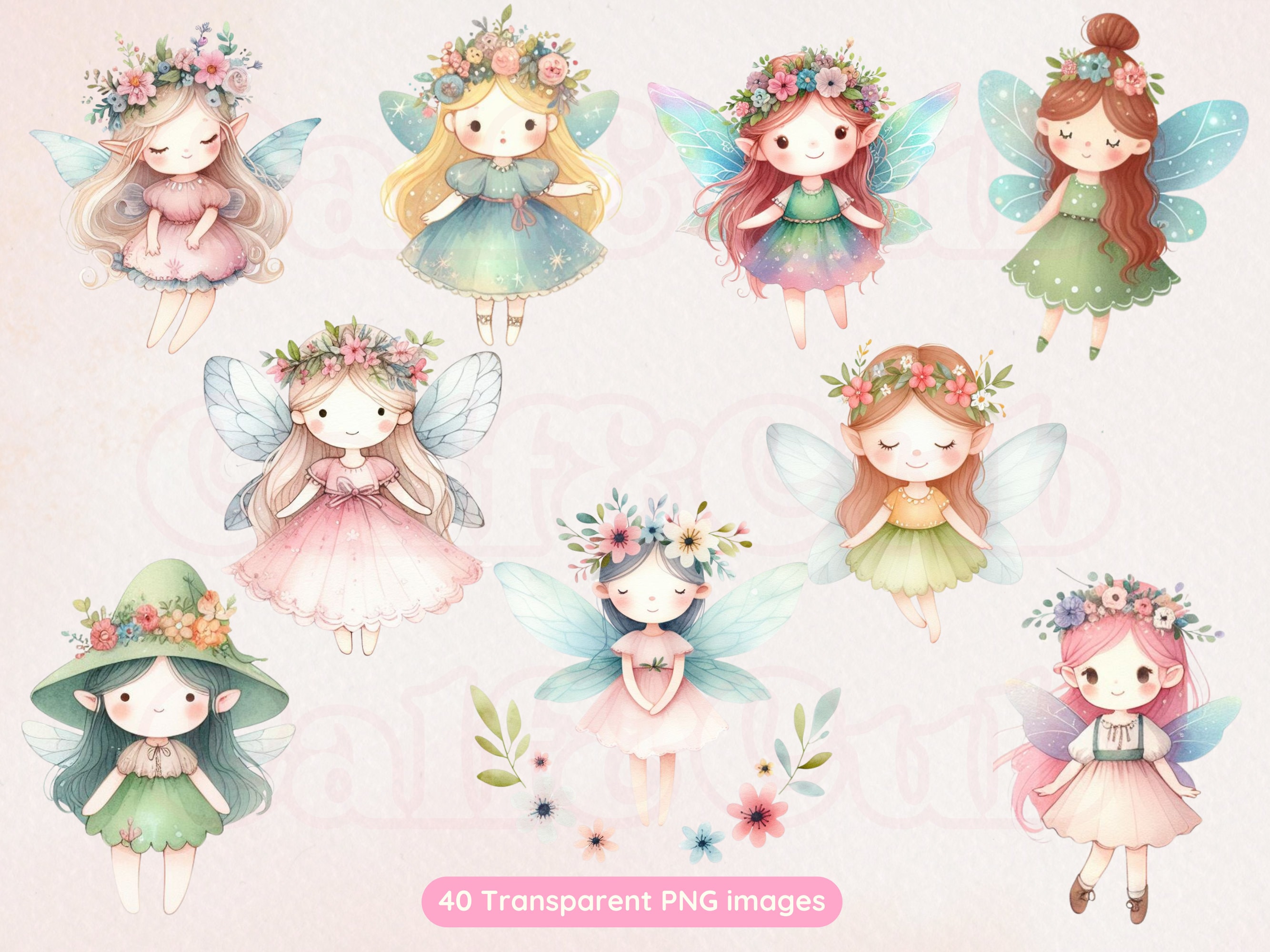 Watercolour Fairy Clipart Cute Fairies Watercolor Fairy Garden Picture ...