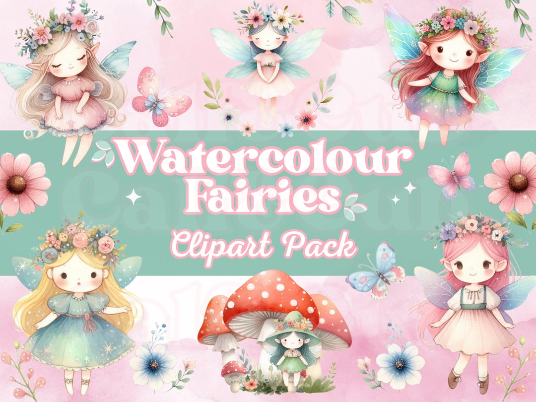Watercolour Fairy Clipart Cute Fairies Watercolor Fairy Garden Picture ...