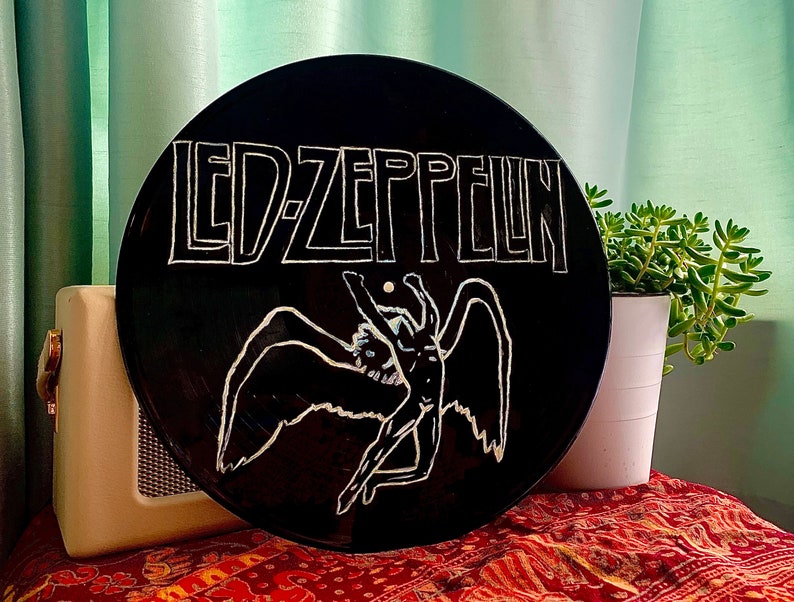 Handpainted Led Zeppelin Vinyl Etsy