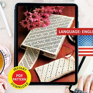 Two designs | Choice Book Cover | Bookmark  Vintage | Glasses Case | Crochet Patterns | English | PDF file | Instant digital download