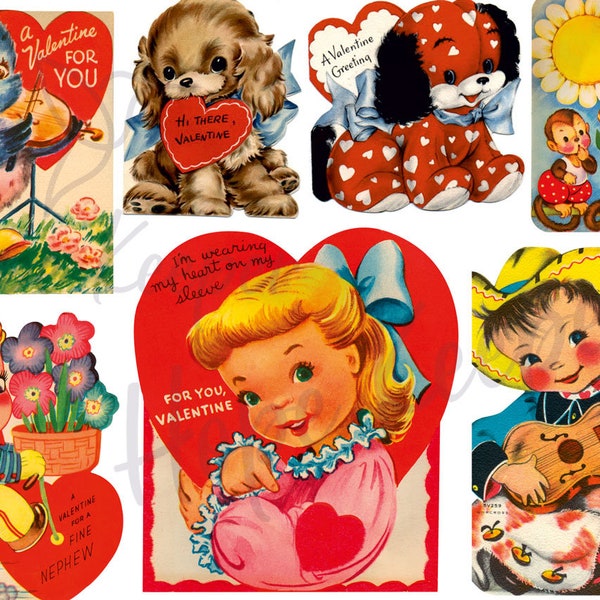 100 Vintage Printable Valentine images | Adorable Love Heart | Images | PDF | Instant Digital Download | Clip Art