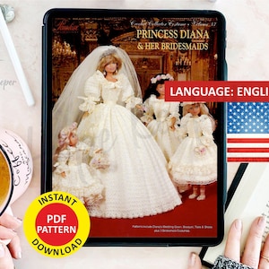Vintage Princess Diana & Her Bridesmaids | Crochet  for Barbie Dolls | Pattern  |English | Enid Gilchrist| PDF file|Instant digital download