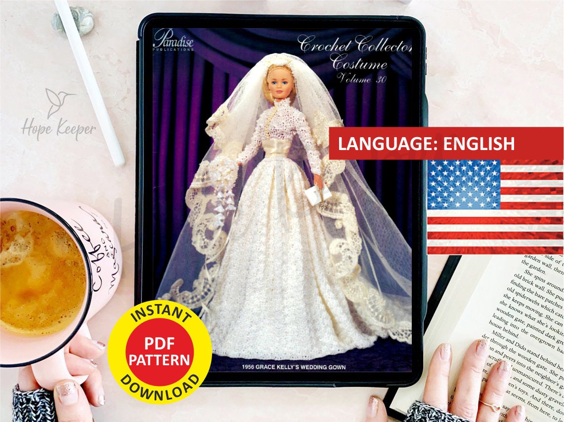 Crochet Doll Outfit Barbie Doll Clothes L Doll Wedding Dress Laccessories Grace Kelly pattern englishpdf Fileinstant Digital Download Etsy