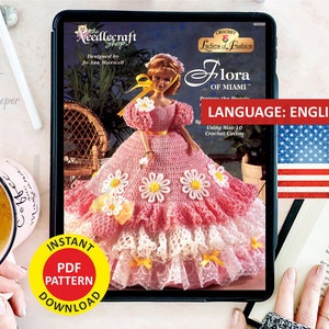 Ladies of Fashion l Floral  Barbie Vintage l Fashion Doll Crochet Pattern | English | PDF file | Instant digital download