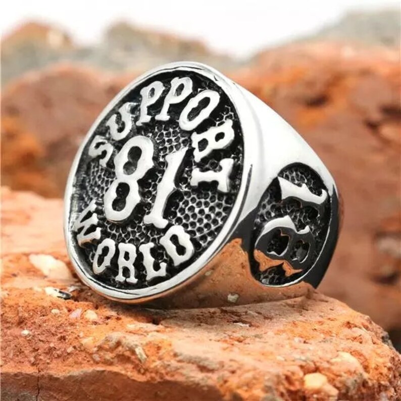 Support 81 World Ring silver look Hells Angels North End Etsy