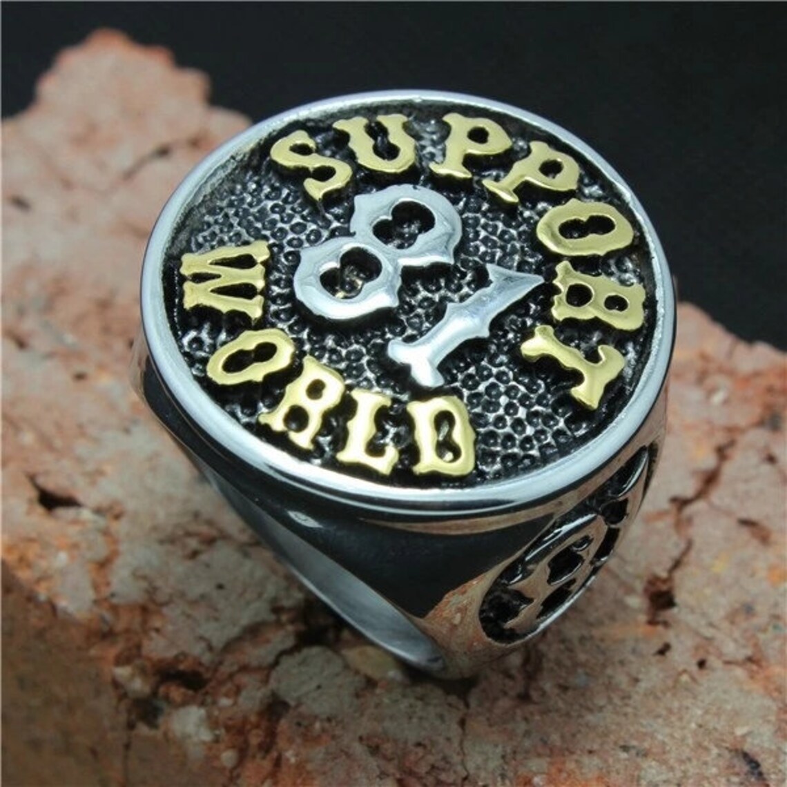 Support 81 World Ring gold look Hells Angels North End Etsy