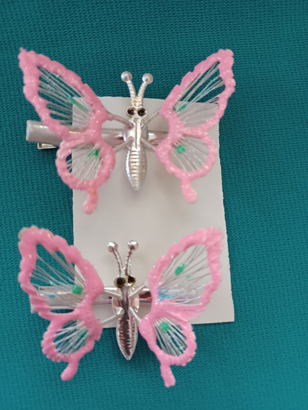Butterfly Clips,moving Wings 90's 1 Pair,pink Butterfly Clips,vintage