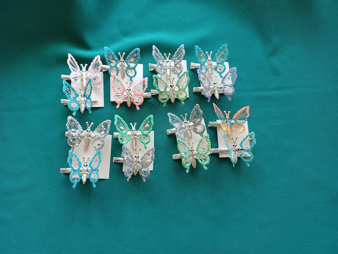 Butterfly Clips,moving Wings 90's 1 Pair,butterfly Clips,vintage