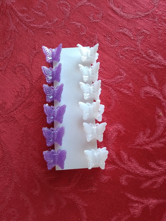 Butterfly Clips 12 Pc Set90s Butterfly Clips White Purple Etsy