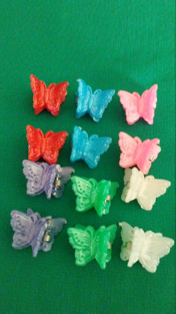 Vintage Butterfly Hair Clips, 90s Multi-color Barrettes, 12  display picture 1