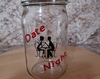 Personalized Date Night Fund Jar, Mason Jar Coin Bank, Boho