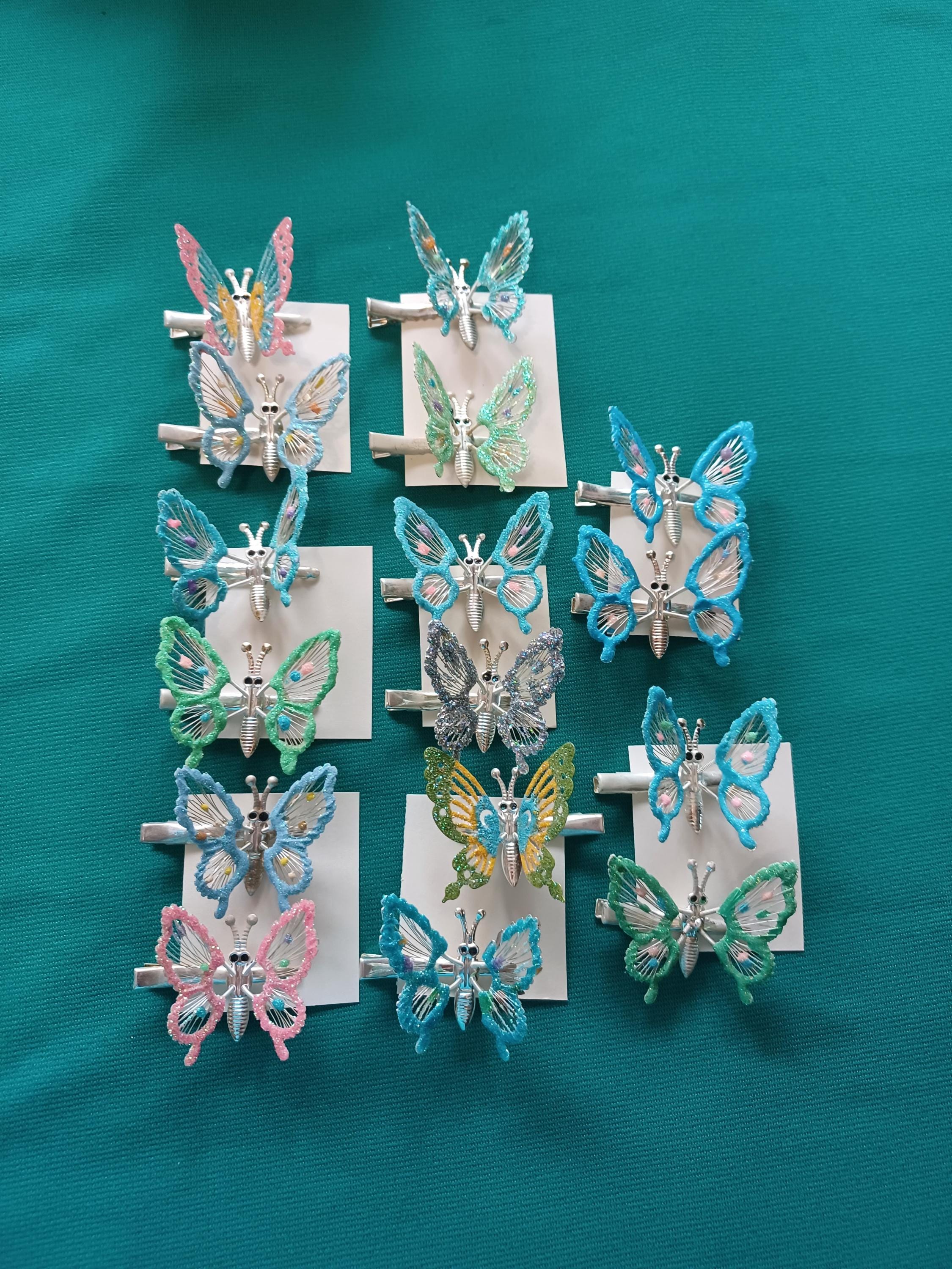 Vintage rare silverplated Star Butterfly Clip 6 pc hair set 8 90s Butterfly Hair Clips Moving Wings Glitter | eBay main image 2