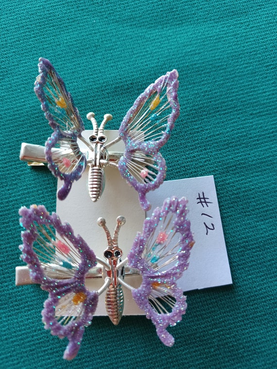 Butterfly Clips,moving wings 90's 1 pair,Purple Butte… Gem