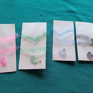 12 Piece Set Tattoo Henna jewelry(4 ea choker, bracelet, ring),Classic  90's tattoo chokers,Stretch choker set,Vintage tattoo stretch choker