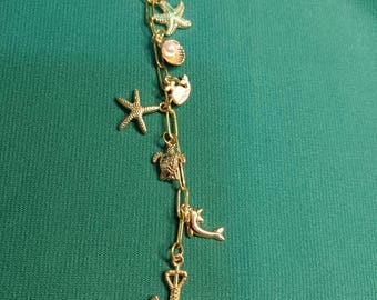 Nautical Purse Charm, Keychain, Gold Toned Nautical Charms, Gold Bag Accessory, Boho accessory, gift for her