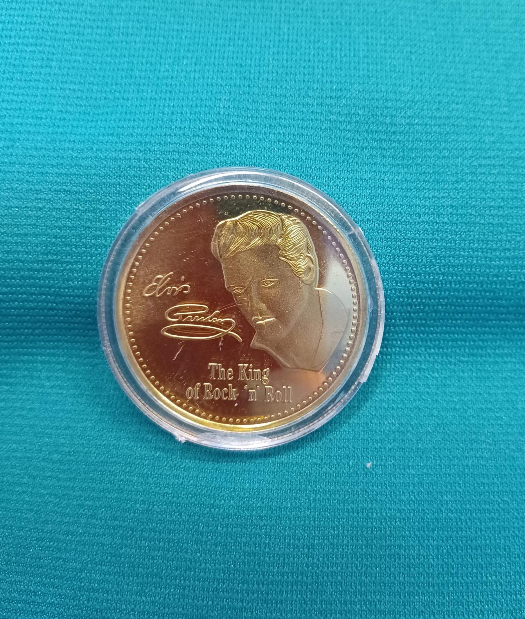 Elvis Presley Gold Plated Commemorative Coin, King of Rock N Roll ...