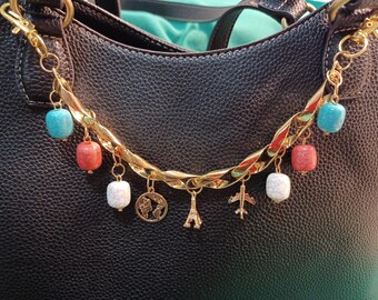Travel Purse Charm, Assorted Travel Bag Charms, Gold Bag Accessory, Boho accessory, gift for her