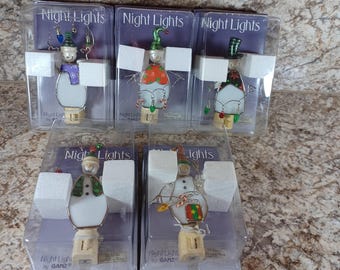 Ganz "Lights in the Night" snowman night light, Vintage Christmas, Vtg Snowman, Bo-ho, Country Cottage, Shabby Chic, Christmas Home Decor