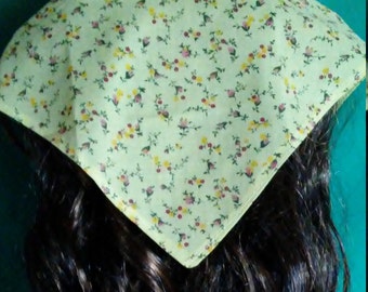 Floral Bandana Head Scarf with Ties, Boho Hippie Style, NOS, Classic, Rockabilly, Shabby Chic