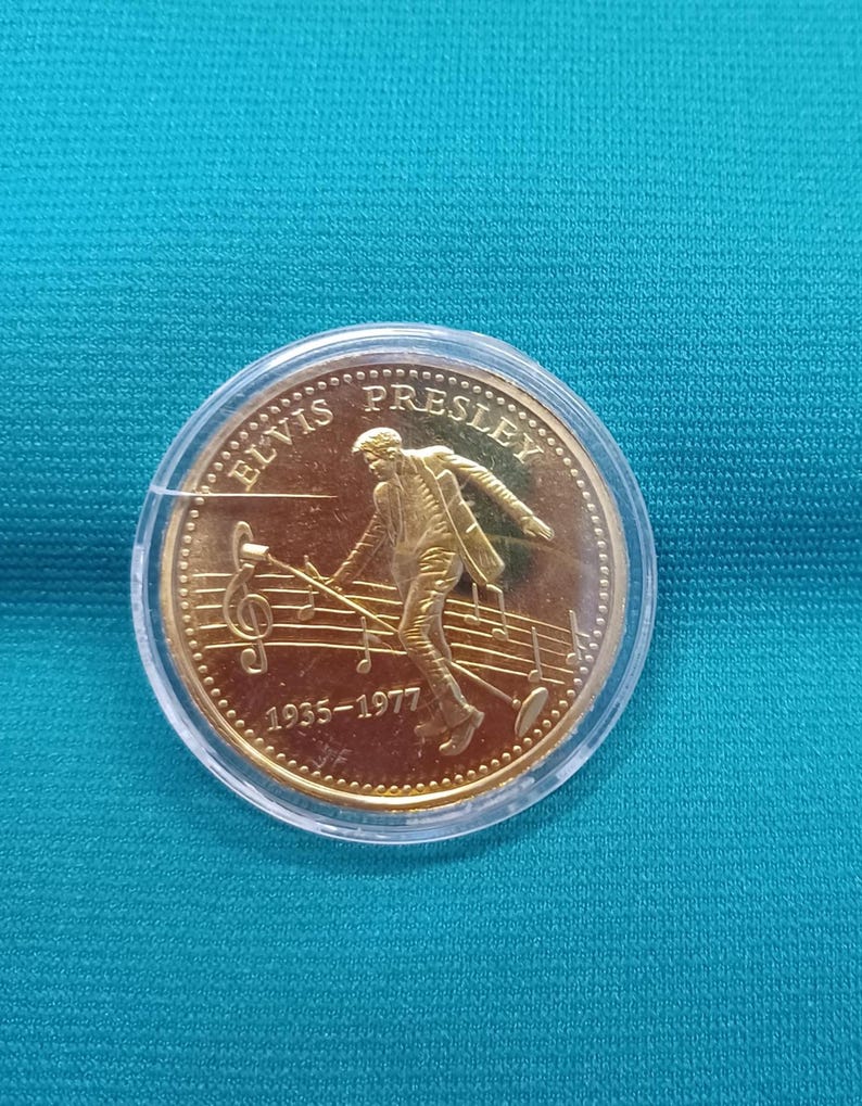 Elvis Presley Gold Plated Commemorative Coin, King of Rock N Roll ...