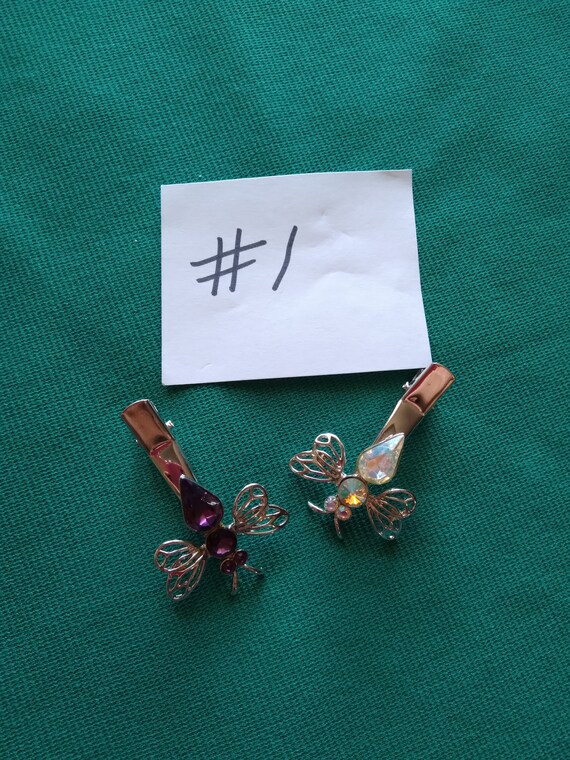 Butterfly hairclips, set of 2 rhinestone hairclip… - image 5