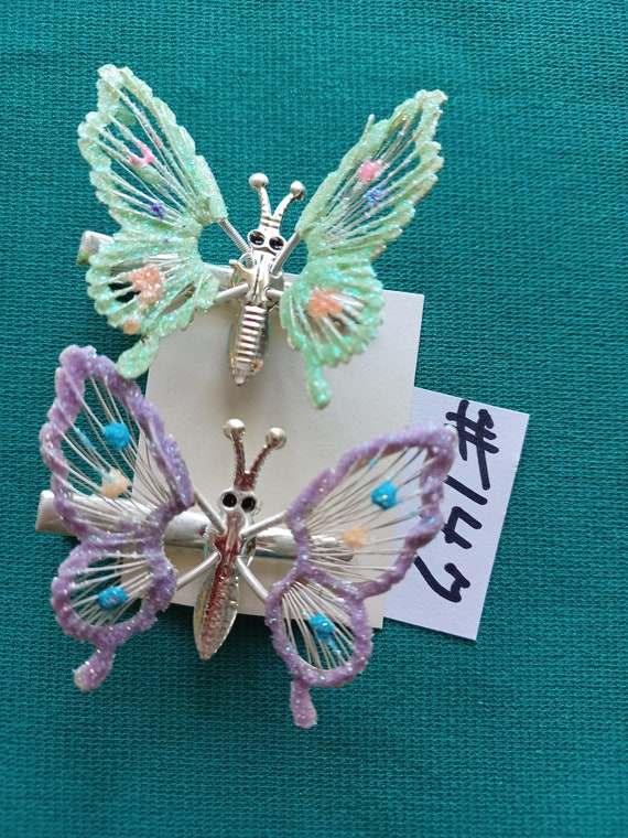 Butterfly Clips,moving wings 90's 1 pair,Butterfly cl… Gem