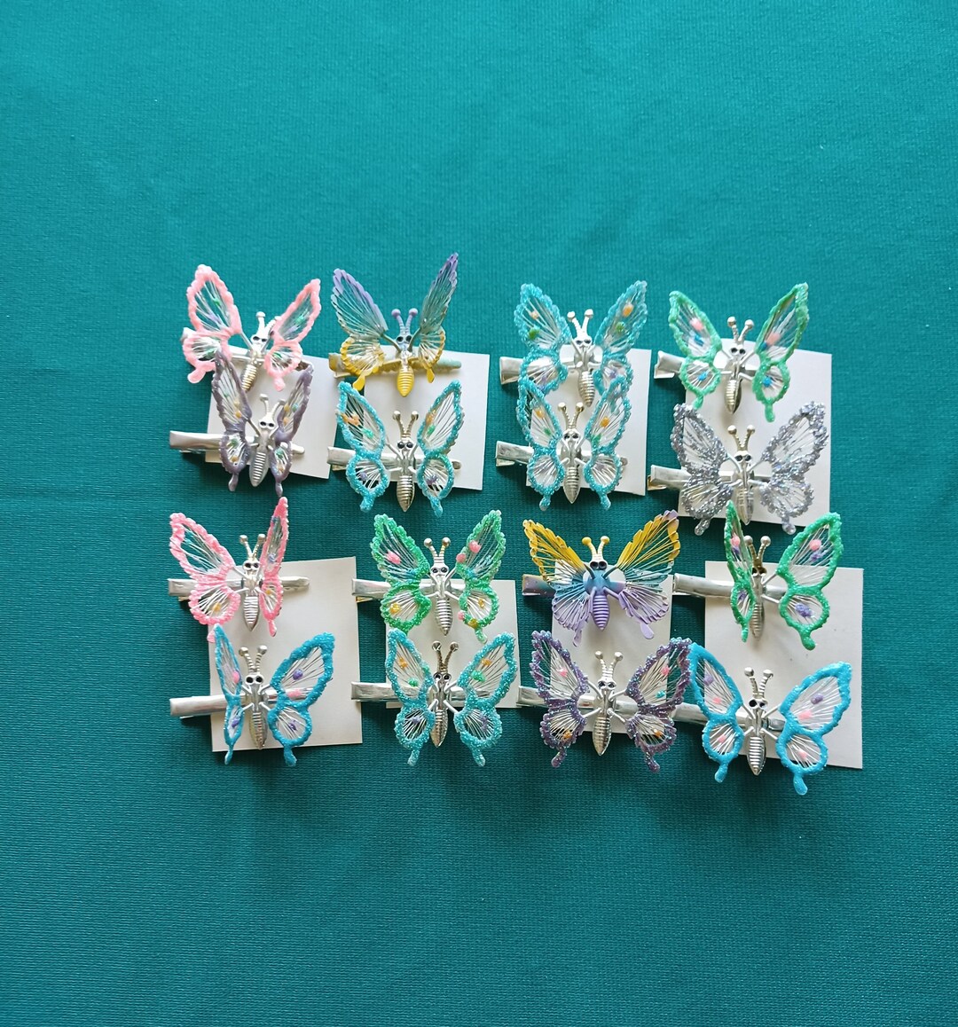 Butterfly Clips,moving Wings 90's 1 Pair,butterfly Clips,vintage