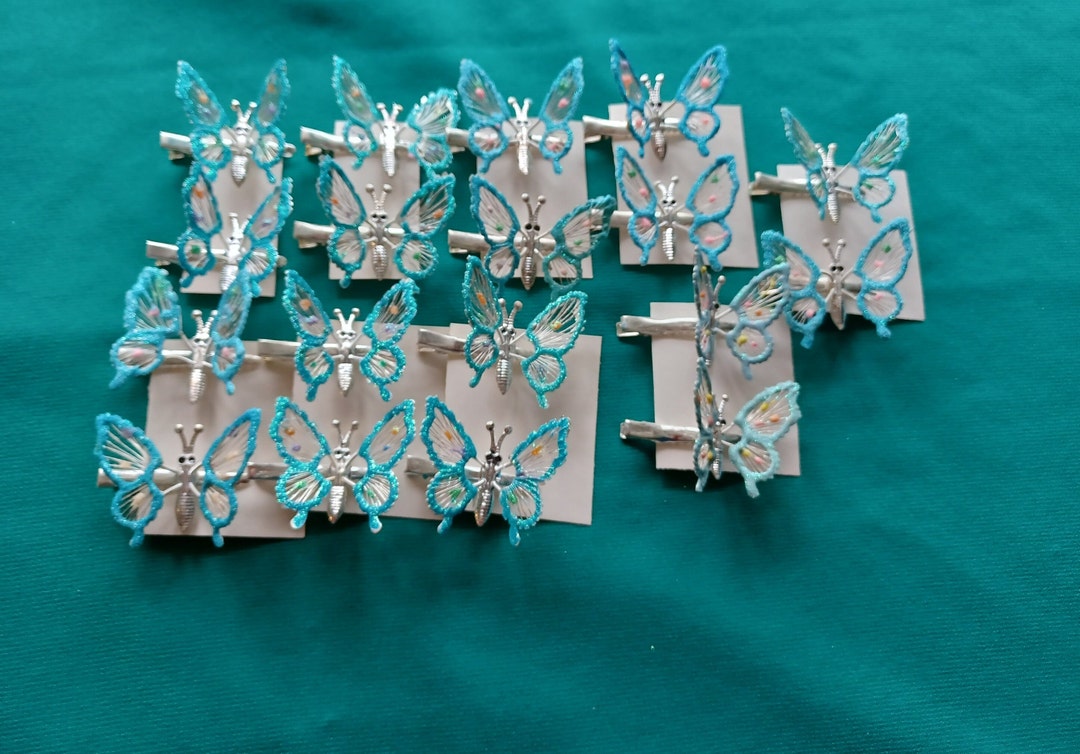 Butterfly Clips,moving Wings 90's 1 Pair,turquoise Butterfly Clips