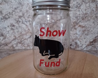 Personalized Show Fund Mason Jar Bank, Change Storage, Fund Jar, Piggy Bank, Coin Bank,Bo-Ho Hippie,  Cow Fund