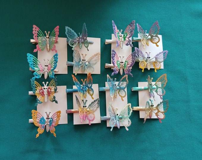 Butterfly Clips,moving Wings 90's 1 Pair,butterfly Clips,vintage