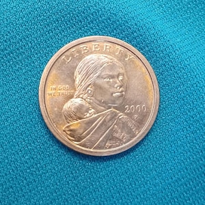 2000 P Sacagawea Dollar Coin, Golden Dollar, Boho, Gift for Her, Gift for Him, Collector Coins