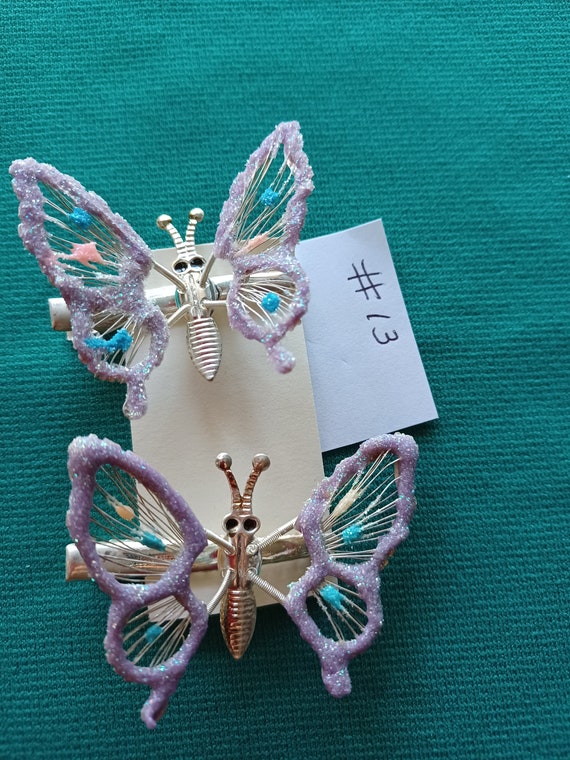 Butterfly Clips,moving wings 90's 1 pair,Purple Butte… Gem