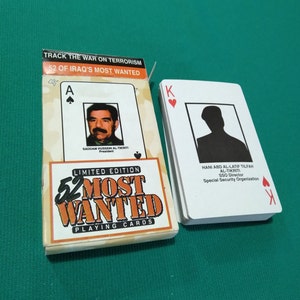 Vintage Poker Playing Cards 52 Most Wanted Terrorists-Deck of Playing Cards W/ Photos-Unopened NOS (New Old Stock)