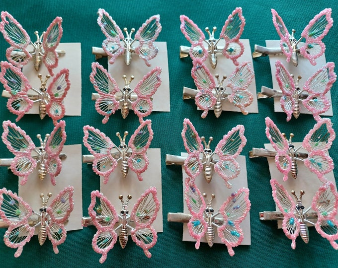Butterfly Clips,moving Wings 90's 1 Pair,pink Butterfly Clips,vintage