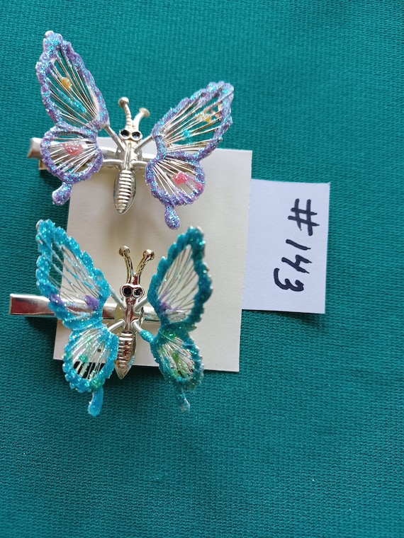 Butterfly Clips,moving wings 90's 1 pair,Butterfly cl… Gem