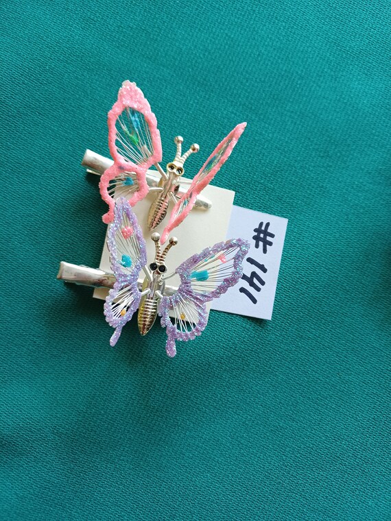 Butterfly Clips,moving wings 90's 1 pair,Butterfly cl… Gem