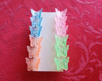 Butterfly clips 12 pc set 3/4"x3/4", 1990s butterfly clips, multi-color spring clips, 90's accessories, vintage Barrett set,Gift for Her