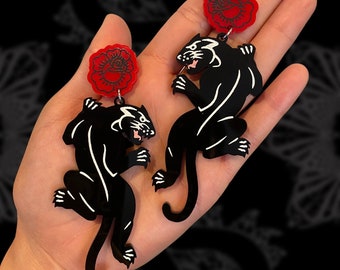 Tattoo Panther Earrings// Traditional Tattoo