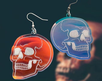 Iridescent Skull Head // Halloween // Earrings & Plugs