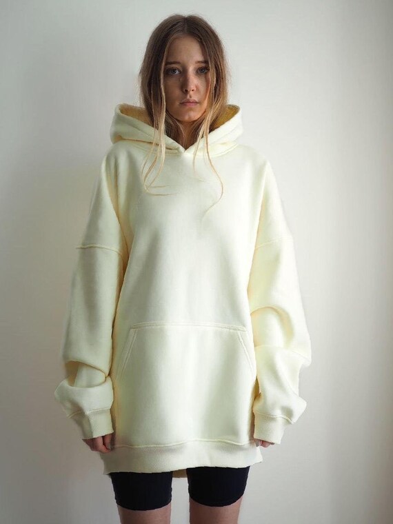 Oversized White hoodie, Women Hooded Sweater Top, Aesthetic clothes, Autumn Kangaroo Sweatshirt, Thanksgiving Gift, Streetwear